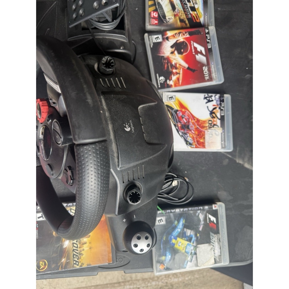 Logitech Driving Force PS3 Racing Wheel Pedals + 12 Game Lot Tested - Picture 2 of 15